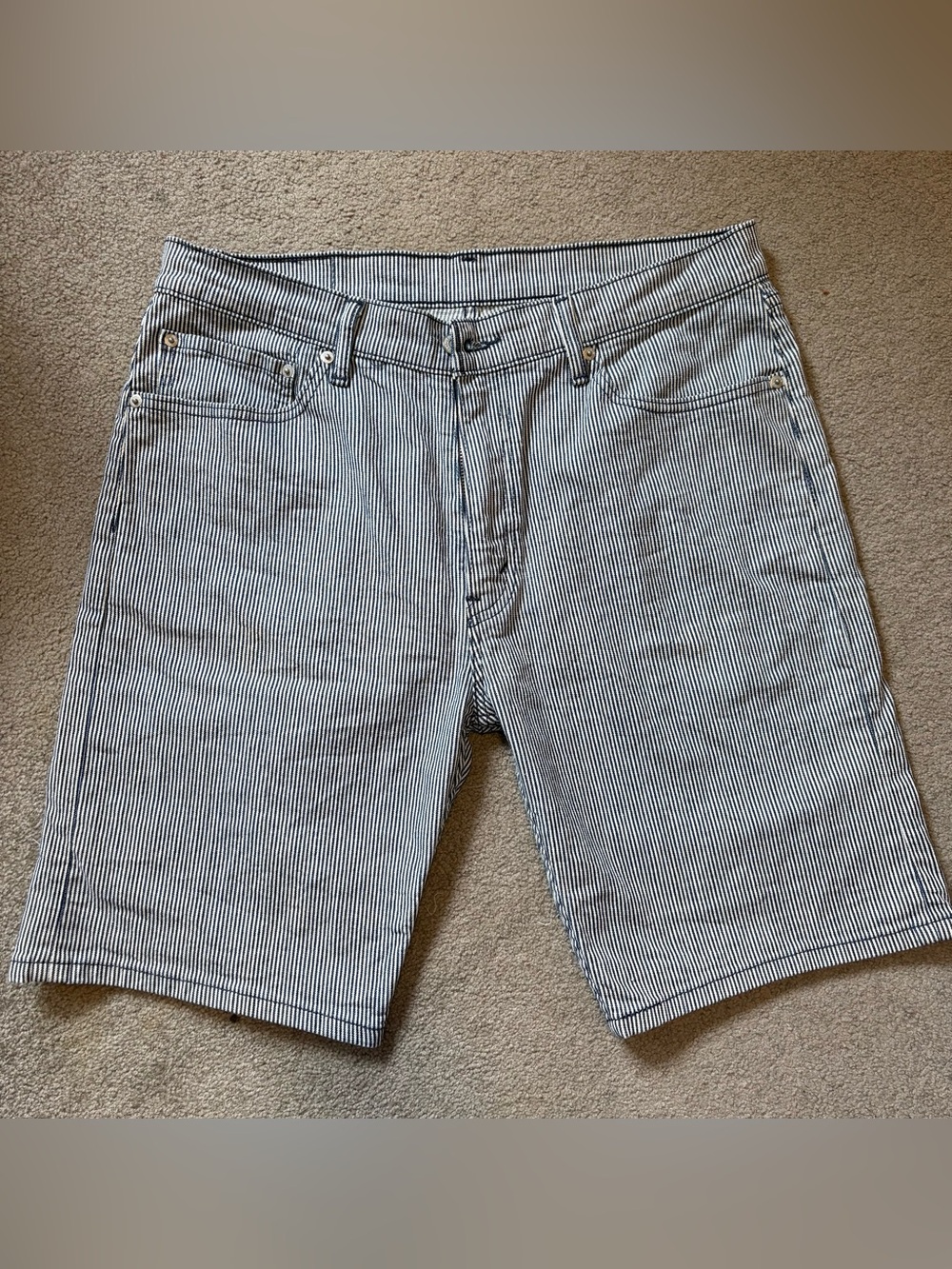 Levi’s railroad stripe jean shorts